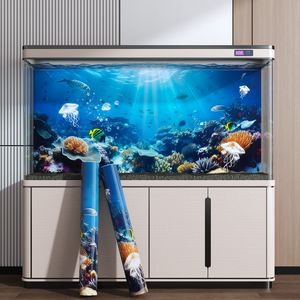 Accesorios para Acuarios al por Mayor, Adhesivo Decorativo <span class=keywords><strong>de</strong></span> Doble Cara para Peceras, Póster 3D <span class=keywords><strong>con</strong></span> Diseño <span class=keywords><strong>de</strong></span> Plantas Marinas y Océano - Product Image 1