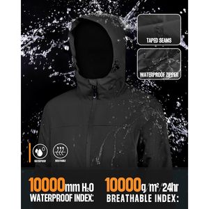 33,000ft Women's Rain <b>Jacket</b> <b>Fleece</b> <b>Lined</b> <b>Waterproof</b> Hooded Lightweight Breathable Windproof Zipper Hiking Clothing - Product Image 3
