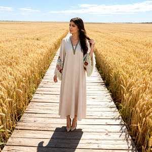 Robe abaya élégante en polyester brodé, sur mesure, pour femmes musulmanes, pour occasions de fête de luxe, fournisseur en gros - Product Image 3