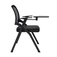 Chaise de bureau pliante contemporaine en tissu, avec cadre en acier inoxydable, gain de place, assise coulissante empilable en maille, pour formation et étude
