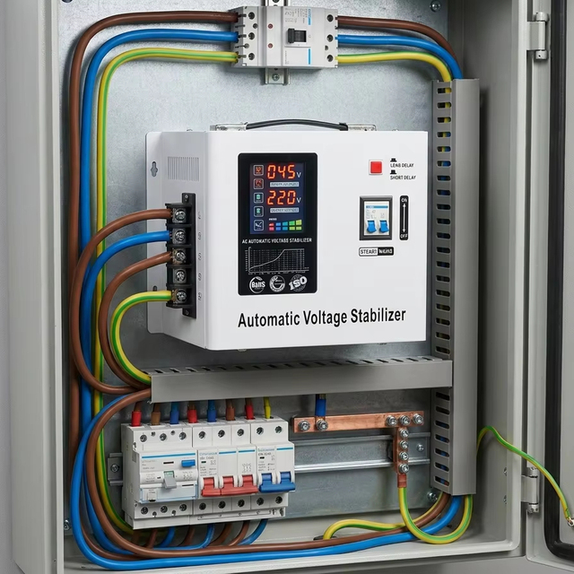 20kVA AC Voltage Stabilizer LIN45 Floor Standing for Outdoor 220V Output Relay Type Single Phase Input 45-280V LCD Display