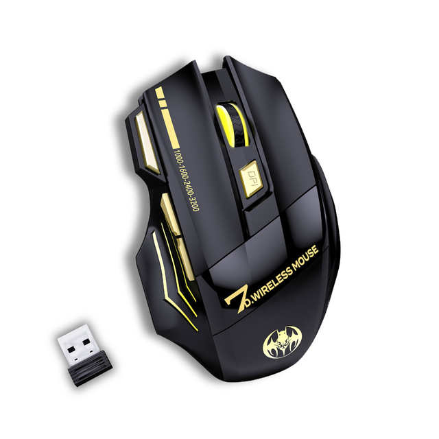 M02 USB 2.4GHz Wireless Optical Gaming Mouse 7-Button RGB Breathing Light Fire Button 3200dpi Four-Way Scroll Wheel Ergonomic