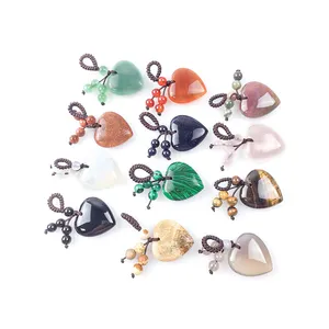 New Hot Seller Bag Accessories Color Natural Crystal Gemstone Heart Key Chain Car Pendant