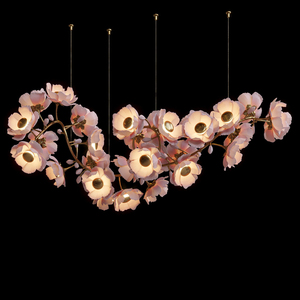 Lustre moderne personnalisé de style Zhongshan, motif floral pivoine, branches en céramique et cuivre, pour salon et <span class=keywords><strong>hôtel</strong></span> - Product Image 4