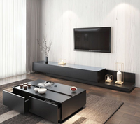 Nordique moderne Simple rétractable noyer noir meuble TV Table basse combinaison pour petit appartement chambre ou salon