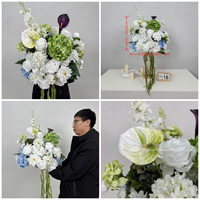 Centres de table en fleurs de soie artisanales réalistes de 50 cm, arrangement bleu clair et blanc, pour mariage, baby shower, fête de Thanksgiving, événement