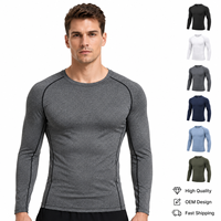 T-shirt de course ajusté à manches longues, personnalisé avec logo OEM, séchage rapide, respirant, pour entraînement sportif et gym