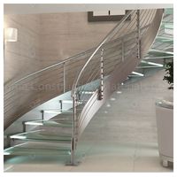 Escalier Circulaire Courbé Intérieur Durable Style Moderne avec Marches Antidérapantes en Bois pour Villa, Hôtel, Projet Commercial et Immobilier