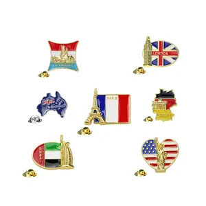 Aangepaste Vlag Metalen Emaille Reversspelden Staan Met Usa Gekruiste Vlag Badges