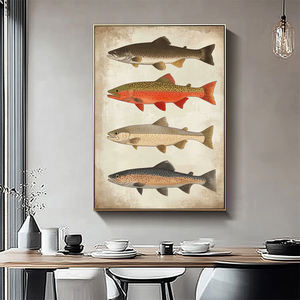 Salle à manger décor mer côtière affiches toile <span class=keywords><strong>peinture</strong></span> mur Animal impression Vintage pêche Art Mural - Product Image 3