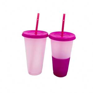 Gobelets à café en plastique à paroi simple réutilisables de 16 oz/24 oz, prix d'usine, sans BPA, anti-fuite, pour boissons froides, voyage, fête - Product Image 1