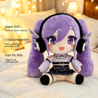 Poupée en peluche K-pop Anime JIADA, personnalisée, fille assise à queue de cheval violette, jouet en coton rembourré pour filles, cadeau d'anniversaire