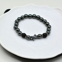 2026 Neuerscheinung Handgefertigtes Klassisches Hämatit-Schildkröten-Vulkanstein-Armband mit Edelstahlring für Herren Elastisches Armband