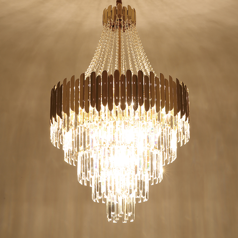 Top Italian  luxury indoor villa hotel stair led golden chandelier modern lamp ceiling home crystal glass hanging light