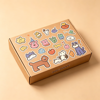 Boîte en carton personnalisée avec impression graffiti de dessins animés, motif animal mignon, emballage extérieur pour coffrets cadeaux surprise pour animaux de compagnie