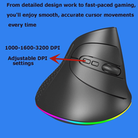 Souris ergonomique verticale rechargeable JSY-14 double mode 2.4G BT sans fil USB à suivi optique réglable pour PC portable