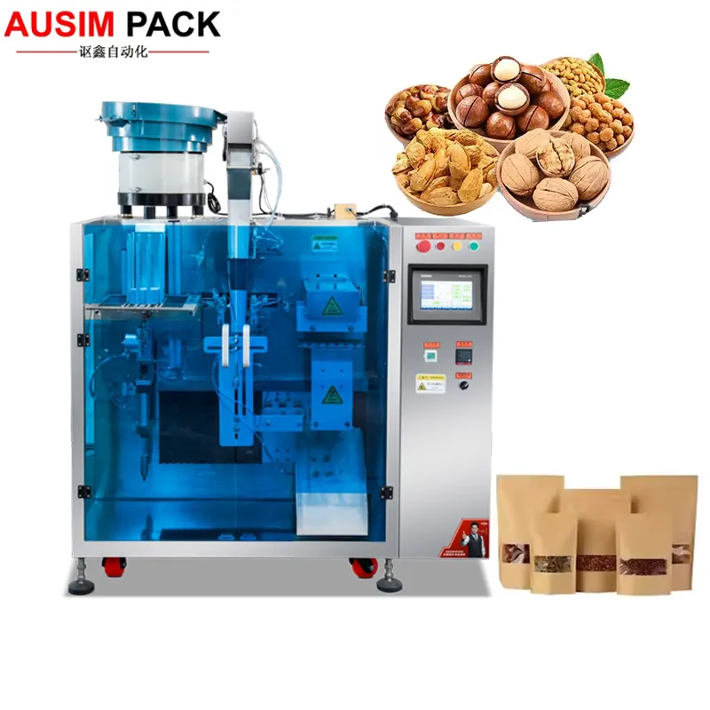 Ausim Pack fabricantes de máquinas de embalaje horizontal granos de café gránulos prefabricados bolsa con cremallera doypack máquinas de embalaje