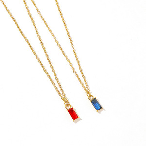 สร้อยคอสแตนเลสสตีล18K ชุบทองจี้พลอยสีแดงสีน้ำเงินเครื่องประดับสตรีโซ่ชั้นดี YN3สำหรับสวมใส่ทุกวัน - Product Image 5