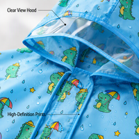 Imperméable pour enfants en EVA, motif dessin animé mignon (dinosaure, requin, chat), avec capuche semi-transparente, pour garçons et filles, pour le camping et les sorties
