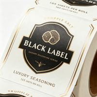 Étiquettes personnalisées de luxe en feuille d'or pour sel de truffe, autocollantes, motif bouclier, pour emballage en verre d'assaisonnements premium