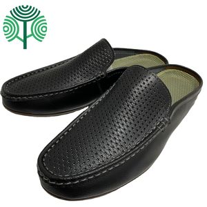 Sandalias de cuero genuino para hombre, estilo mocasín sin talón, para exteriores, venta al por mayor, OEM, personalización de LOGO de fábrica - Product Image 1