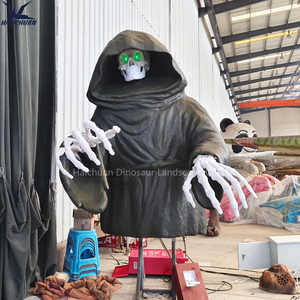 Visage de fantôme d'Halloween réaliste grandeur nature personnalisé squelette extérieur animatronique avec son effrayant et yeux brillants pour les centres commerciaux - Product Image 3