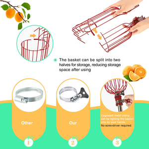 Herramienta para recoger frutas con cesta y mango largo, herramienta para recoger manzanas y naranjas con cesta ajustable de 35 a 65 pulgadas para aguacates - Product Image 5