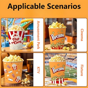 Hạ Môn Nhà Máy Trực Tiếp Biểu Tượng Tùy Chỉnh In Cấp Thực Phẩm Bỏng Ngô Xô Giấy Snack <span class=keywords><strong>Container</strong></span> Cho Rạp Chiếu Phim Rạp Chiếu Phim KTV Fxiture - Product Image 6