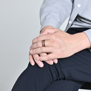 Men's <b>Titanium</b> Steel <b>Ring</b> With Wood Inlay Celtic Knot Design Antique Silver Finish Everyday Wear Jewelry - Product Image 3