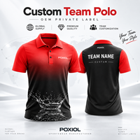 Polo de golf personnalisé dégradé rouge-noir à manches courtes, haut d'équipe avec logo personnalisé, uniforme pour clubs et événements, fourniture OEM, faible MOQ