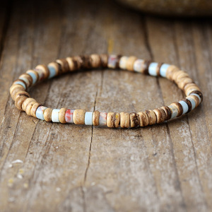 Natural Stone And Wood Beads Elastic <b>Bracelets</b> Unisex Retro Couple Jewelry Gift <b>Set</b> Yiwu Origin - Product Image 4