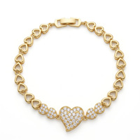 Bracelet à maillons en laiton plaqué or 18 carats avec zircon, serti clos, pour cadeau unisexe, service de fabrication de moules ajourés classiques