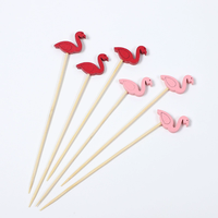 Brochettes jetables en bambou pour fruits et barbecue, brochettes en bambou avec perle en forme de cœur rouge
