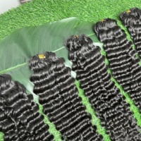 Cheveux humains vietnamiens de qualité 12A, cuticules alignées, ondulation profonde # Extensions de cheveux humains noirs naturels 1B pour crochet