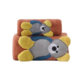 Juego de toallas suaves para baño de bebé, conjunto de <span class=keywords><strong>toalla</strong></span> de terciopelo Coral con estampado de animales de dibujos animados, cómoda - Product Image 6