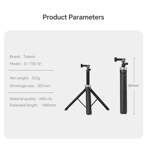 Telesin - Soporte de Cabezal Esférico Giratorio de 360° de 1.5 m, Trípode Universal con Tres Patas para Selfies, para Cámaras Gopro, DJI, Insta360 - Product Image 5