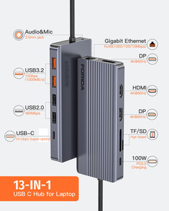 Forida tất cả trong 1 multiports <span class=keywords><strong>Adapter</strong></span>, hỗ trợ OEM & ODM Type-C để USB-A 3.2 USB-C 3.2 RJ45 HDMI với sạc cho Type-C thiết bị - Product Image 6
