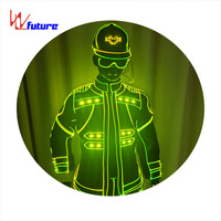 Veste LED Lumineuse DMX WL-415, Costume de Danse Tron avec Fil Néon, Vêtement de Spectacle pour Spectacles de Ballet