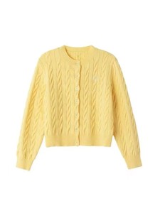 Blue Cable Knit <b>Cardigan</b> <b>Sweater</b> Round Neck Long Sleeve Button Front Women Knitwear for Autumn - Product Image 5