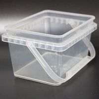 Seau en plastique transparent carré personnalisé de 2 L, 5 L, 20 L avec couvercle et poignée, conteneur alimentaire en plastique, emballage pour barbe à papa