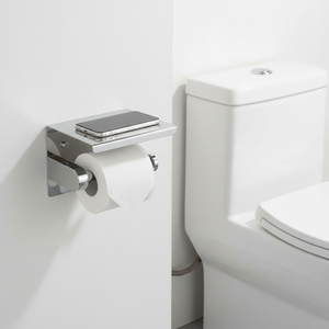 Moderno Portarotolo per <span class=keywords><strong>Carta</strong></span> <span class=keywords><strong>Igienica</strong></span> in Acciaio Inox con Mensola e Supporto per Telefono Cellulare da Parete per Uso Alberghiero - Product Image 2