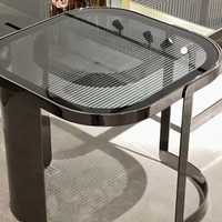 Ensemble de table basse moderne de luxe italienne à hauteur réglable et écologique avec table d'appoint en verre gris pour le salon