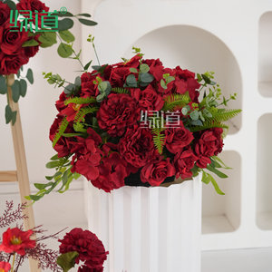 Arreglo Floral Artificial Greenway, Ramo de Rosas Rojas para Entrega a Domicilio, Ceremonias y Accesorios para Fotos - Product Image 1