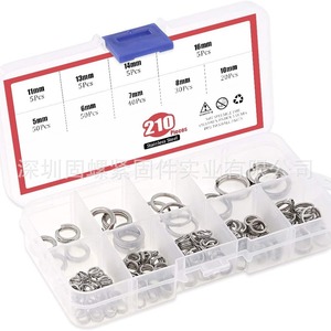 304 Stainless Steel Spring Washers 210pcs Set Open Elastic Gaskets For Mechanical Assembly - Product Image 1