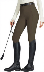 กางเกงขี่ม้าผู้หญิง กางเกงขี่ม้าแบบมีแผ่นรองเข่า กางเกงขี่ม้าทรงสกูลทีท กระเป๋าซิป - Product Image 3