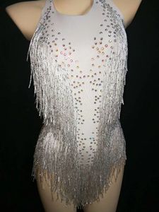 Strass brillants franges justaucorps strip-teaseuse pôle danse porter Showgirl scène Performance Costume femmes pom-pom girls Club <span class=keywords><strong>combishort</strong></span> - Product Image 2