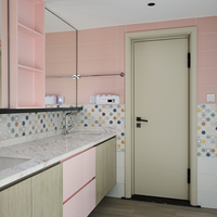 Meuble de salle de bain moderne pour appartement, vasque en céramique murale, écologique, résistant à l'eau, en bois massif, avec égouttoir en acier inoxydable 1