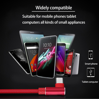 Kabel Data USB A ke Tipe C dengan Bahan Nilon dan Desain Sudut Kanan, Cocok untuk Ponsel Android dan iPhone.
