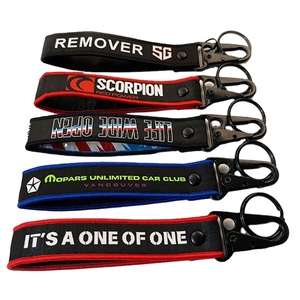 Factory Wholesale Wristband Strap Carabiner Clip Logo <b>Custom</b> Nylon Printed Rally Buckle Creative Fabric Motorcycle Keychain - Product Image 2
