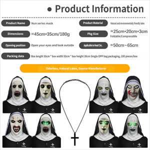 Série de masques d'horreur The Nun, pour bals masqués, couvre-chefs fantomatiques pour films et télévision, accessoires de farce pour fêtes d'Halloween - Product Image 3